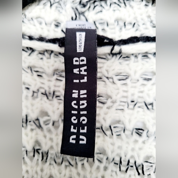 Design Lab Women 100% Acrylic Open Front Knit  Cardigan Black &White Ombre Small - Picture 7 of 16